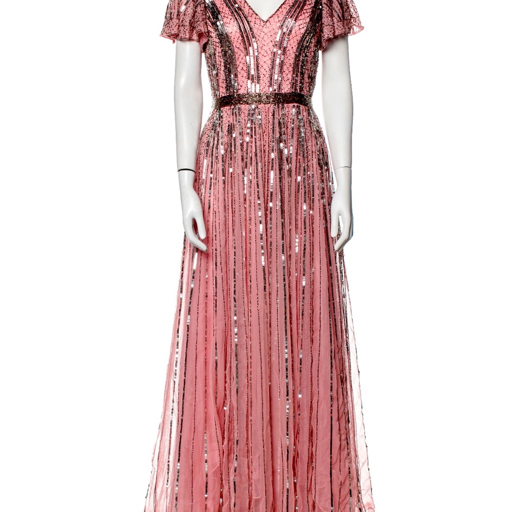 Mac duggal pink and silver gown